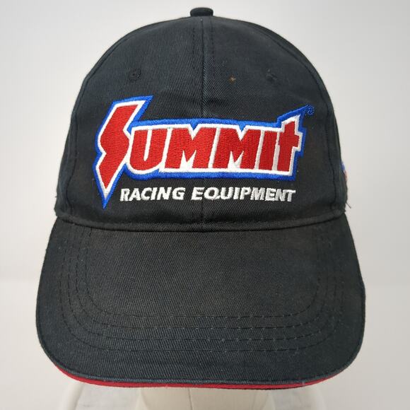 Summit Racing Equipment Strapback Baseball Cap Black One Size Embroidered Cotton - Picture 2 of 10